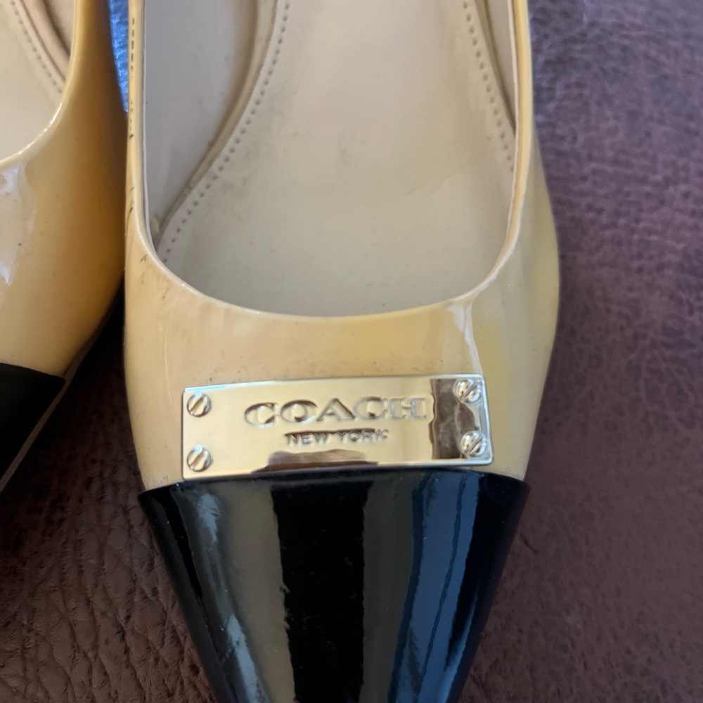 Coach Women's Two-Tone Yellow and Black Flats